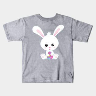 Easter, Cute Bunny, White Bunny, Easter Eggs Kids T-Shirt